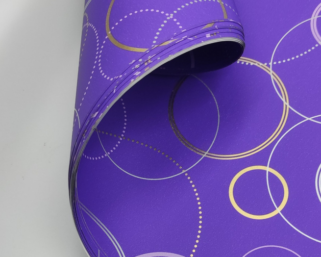 Carta da regalo viola in fogli, fantasia "Ring", formato 70x100 cm, confezione da 25 fogli