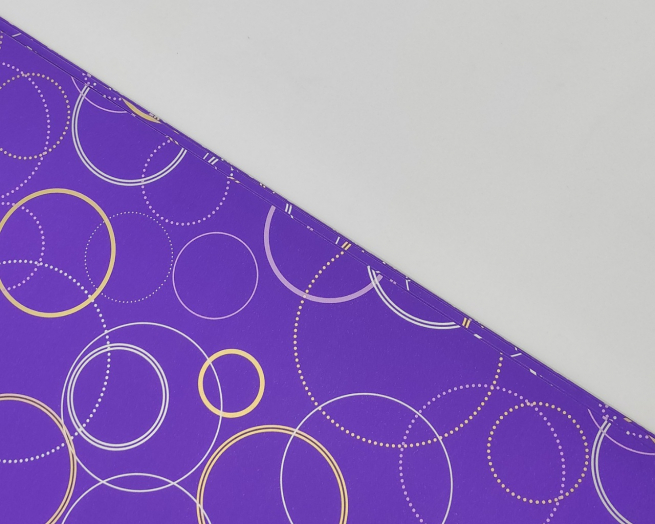 Carta da regalo viola in fogli, fantasia "Ring", formato 70x100 cm, confezione da 25 fogli