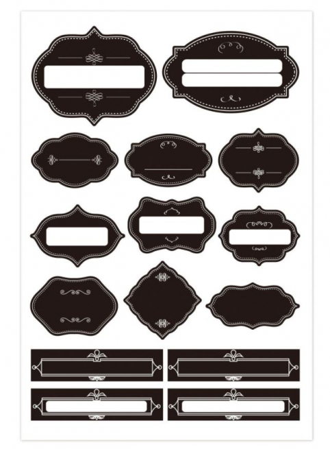 Etichetta adesiva scrivibile fondo nero forme assortite, 4x6 cm, confezione da 150 pezzi