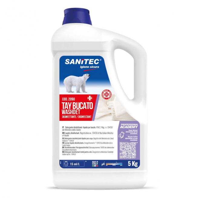 Detergente disinfettante "Tay bucato" liquido per lavatrice, tanica da 5 litri