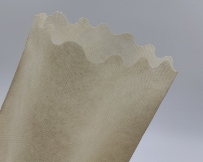 Sacchetto tessuto non tessuto avana-ecrù, bordo smerlato, confezione da 25 pezzi