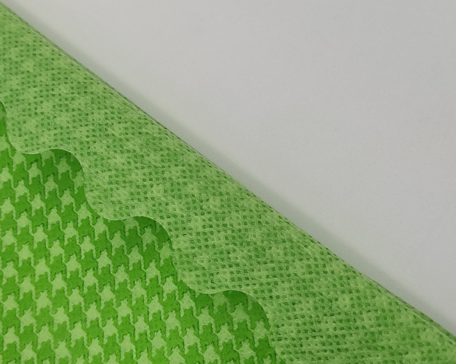 Sacchetto tessuto non tessuto pied de poule verde, bordo smerlato, confezione da 25 pezzi