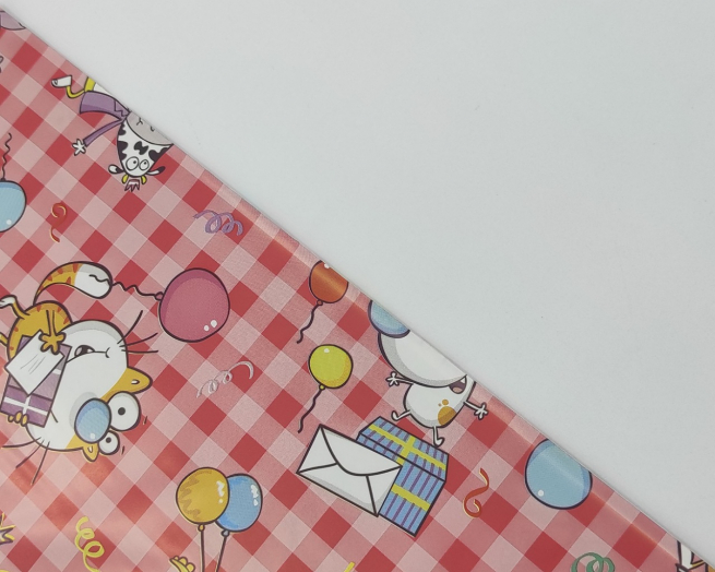 Sacchetto regalo fantasia "Happy Birthday", rosso, confezione da 50 pezzi
