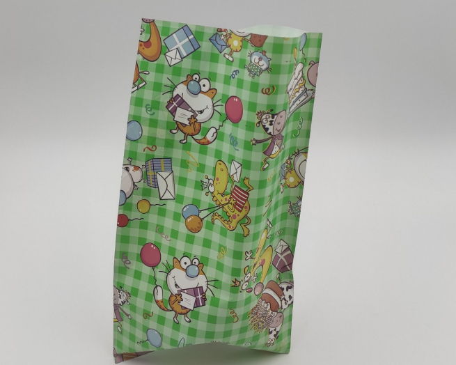 Sacchetto regalo fantasia "Happy Birthday", colore verde, confezione da 50 pezzi