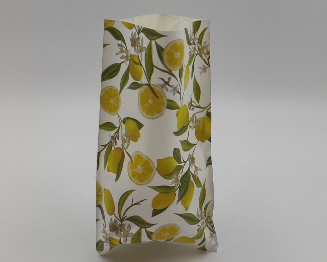 Sacchetto regalo perlato limoncello fondo bianco, formato 35x50 cm, confezione da 25 pezzi