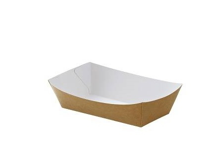 Vaschetta in cartoncino kraft avana antiunto con interno bianco confezione da 100 pezzi