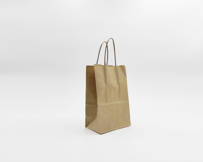 Shopper avana in carta sealing millerighe con maniglia ritorta