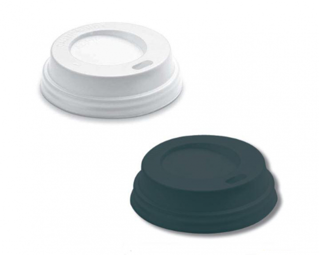 Coperchio in plastica bianca con beccuccio per bicchieri in cartoncino con capienza 9oz confezione da 100 pezzi