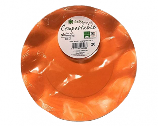 Piatto arancione in cartoncino compostabile