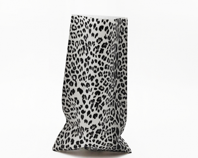 Sacchetto regalo perlato fantasia "Leopardo" bianco