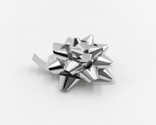 Coccarda stella adesiva lux color argento metallizzato confezione da 100 pezzi