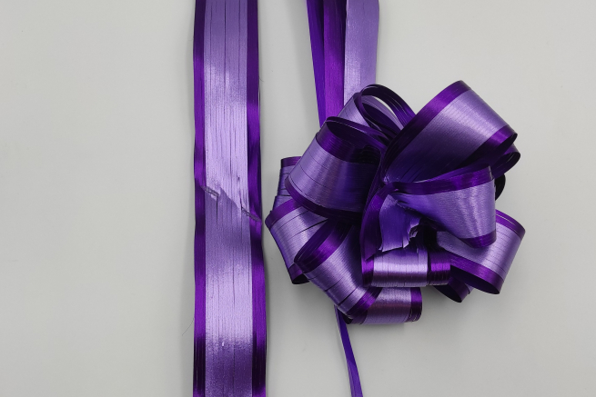 Coccarda laccio paper bicolore metallizzato viola e lilla mm 50 confezione da 10 pezzi