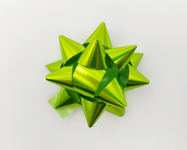 Coccarda adesiva lux, colore verde acido metallizzato, altezza 19mm confezione da 100 pezzi
