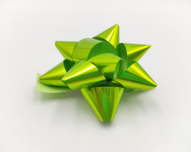Coccarda adesiva lux, colore verde acido metallizzato, altezza 19mm confezione da 100 pezzi