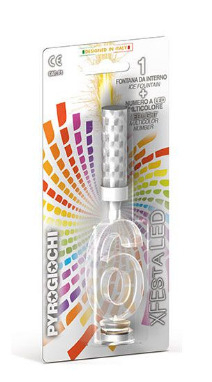 Fontana da interno scintillante con numero a led multicolor, altezza 13.5 cm, vari numeri
