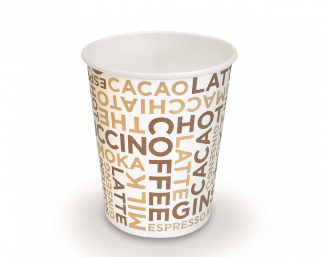 Bicchiere in cartoncino per bevande calde e fredde con grafica generica "Coffee White"