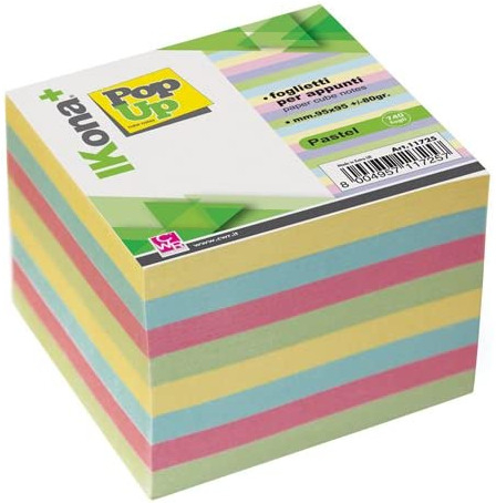Cubo di carta colorata per appunti formato 95x95 mm, blocco da 740 fogli