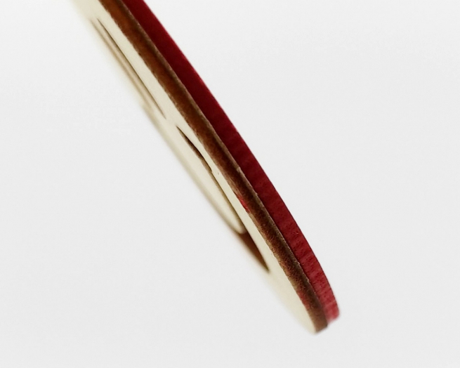 Etichetta tag in legno naturale-rosso con disegno "Smile" diametro 5cm, confezione da 6 pezzi