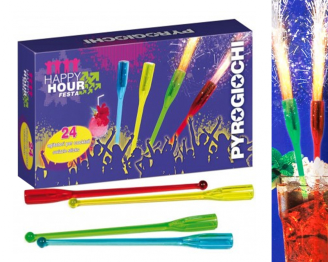 Agitatore per cocktail, colori assortiti, confezione da 24 pezzi