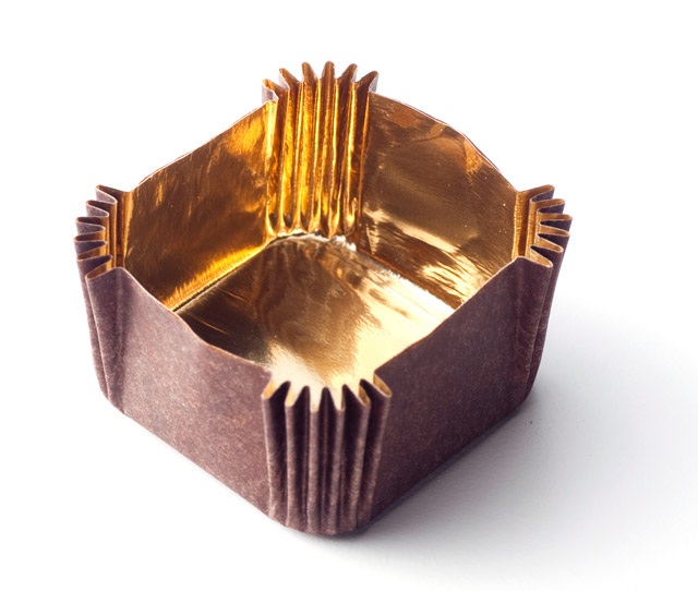 Pirottino quadrato marrone con interno oro impermeabile, confezione da 1000 pezzi