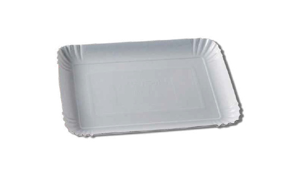 Vassoio cartone plastificato bianco perlato rettangolare, modello "Perla"