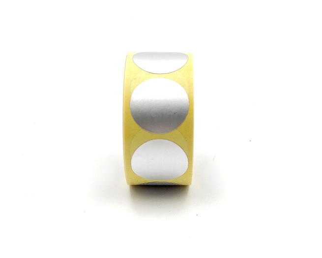 Etichette adesive tonde argento, diametro 25 mm, rotolo da 300 pezzi