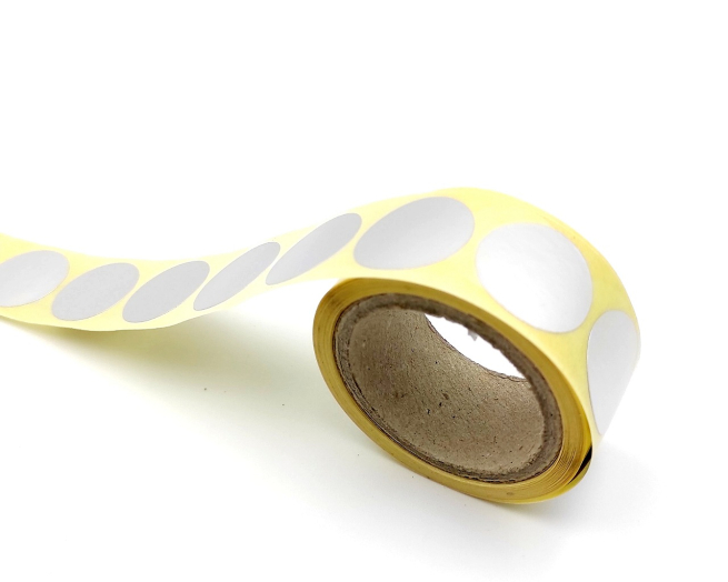 Etichette adesive tonde argento, diametro 25 mm, rotolo da 300 pezzi