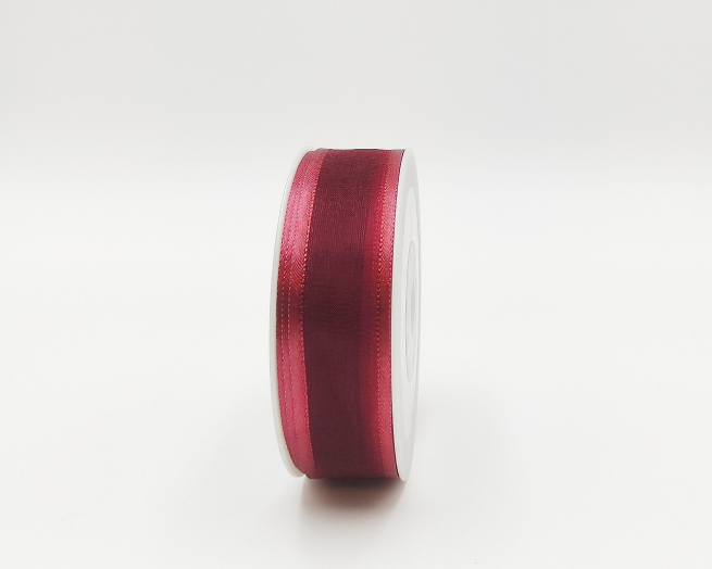Rotolo nastro voile con bordi doppio raso, colore mattone, altezza 25mm, lunghezza 25 metri