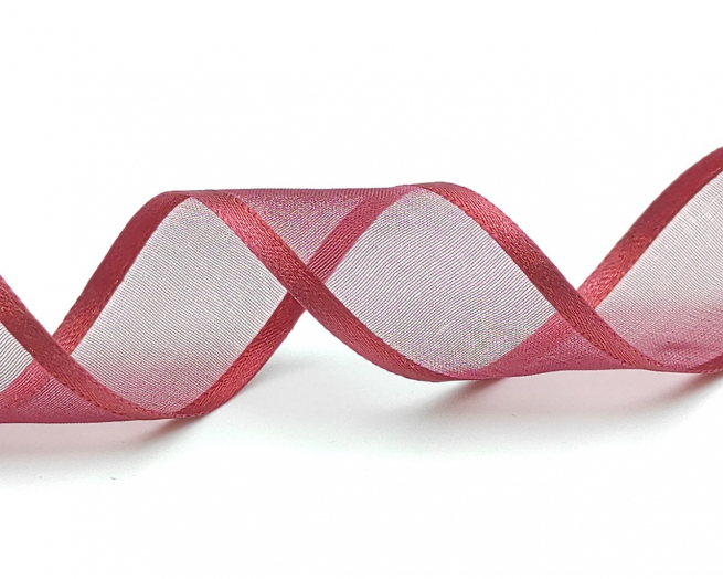 Rotolo nastro voile con bordi doppio raso, colore mattone, altezza 25mm, lunghezza 25 metri