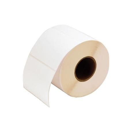 Etichette in carta adesiva bianca misura 58x60 mm, foro 40 mm, in rotolo da 750 etichette