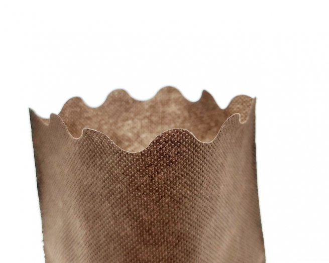 Sacchetto tessuto non tessuto marrone, bordo smerlato, confezione da 25 pezzi
