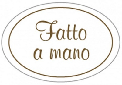 Etichetta adesiva ovale bianca con scritta in oro "Fatto a mano",  3 x 2  cm, confezione da 360 pezzi