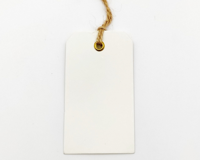 Etichetta tag rettangolare in cartoncino con filo cordoncino intrecciato, 4.5x8cm, confezione da 48 pezzi