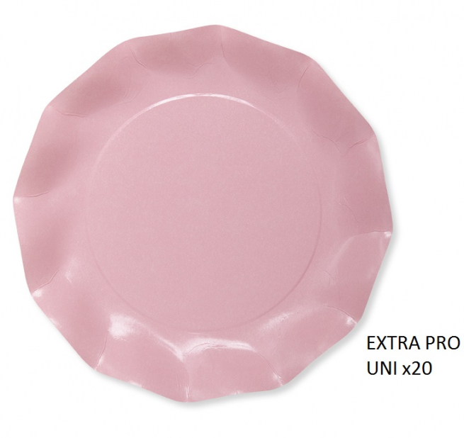 Piatto in cartoncino compostabile quarzo rosa, confezione da 20 pezzi