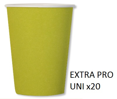 Bicchiere verde chiaro in cartoncino compostabile, 250cc, in confezione da 20 pezzi