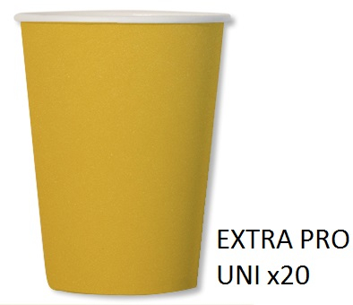 Bicchiere giallo in cartoncino compostabile, 250cc, in confezione da 20 pezzi