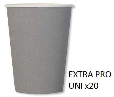 Bicchiere grigio in cartoncino compostabile, 250cc, in confezione da 20 pezzi