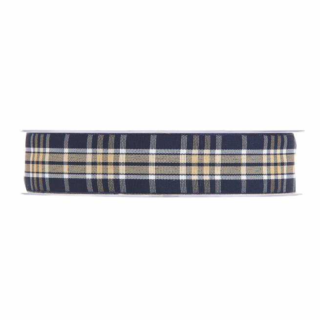 Rotolo nastro in tessuto scozzese "Tartan" blu-crema