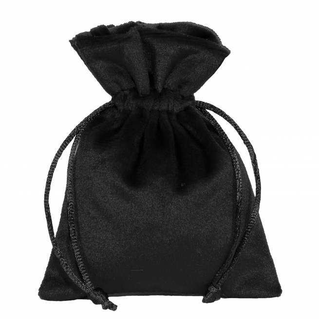 Sacchetto in velluto nero con tirante, formato 8x10cm, confezione da 10 pezzi