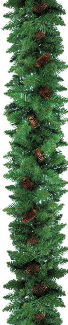 Festone di pino con pigne, lunghezza 270 cm, diametro 27 cm
