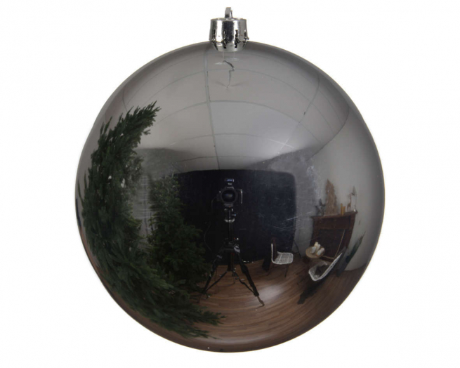 Sfera infrangibile lucida argento, diametro 20 cm