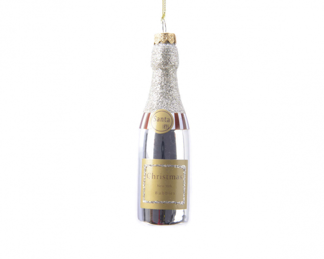 Addobbo bottiglia di Champagne in vetro, altezza 12.5 cm