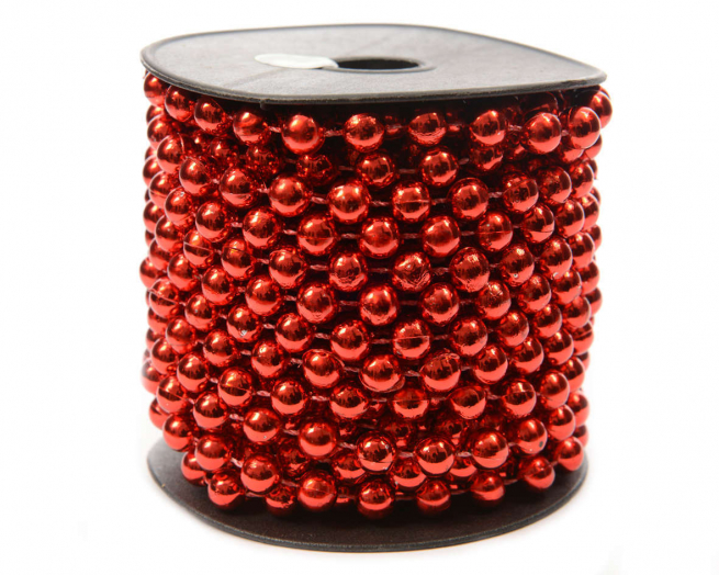 Filo di perline rosse, diametro 8 mm, lunghezza 10 metri