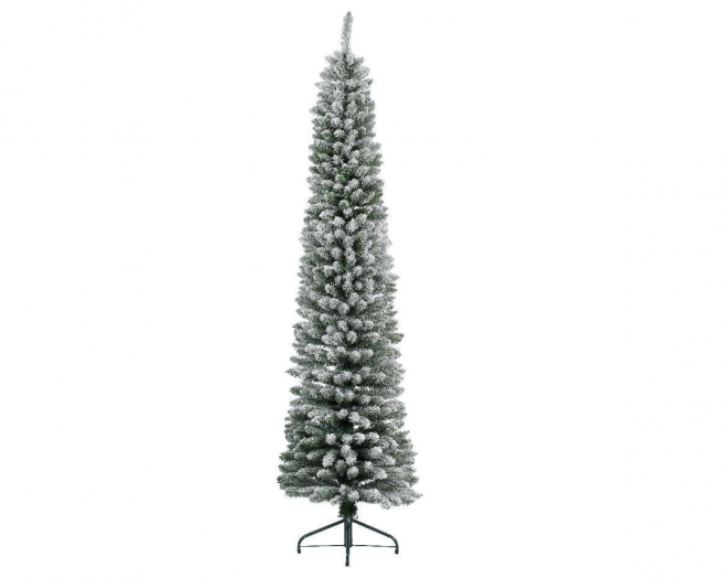 Pino "Pencil" verde innevato, altezza 240 cm, diametro base 70 cm