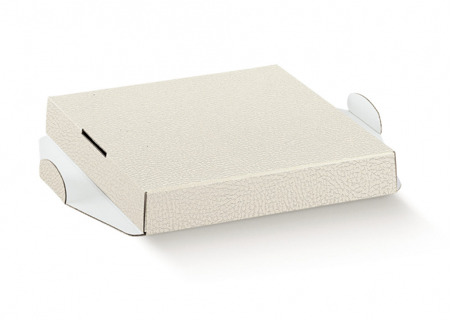 Fondi rialzati in cartone pelle bianco per scatole PVC trasparenti, confezione da 10 pezzi, vari formati