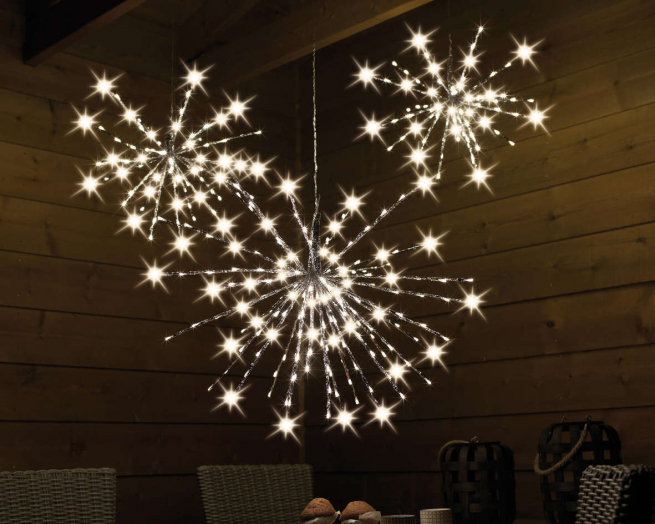 Stella argento con led, diametro 100 cm