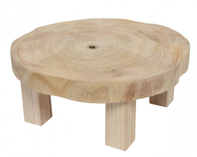 Tavolo in legno naturale, diametro 50 cm, altezza 22 cm