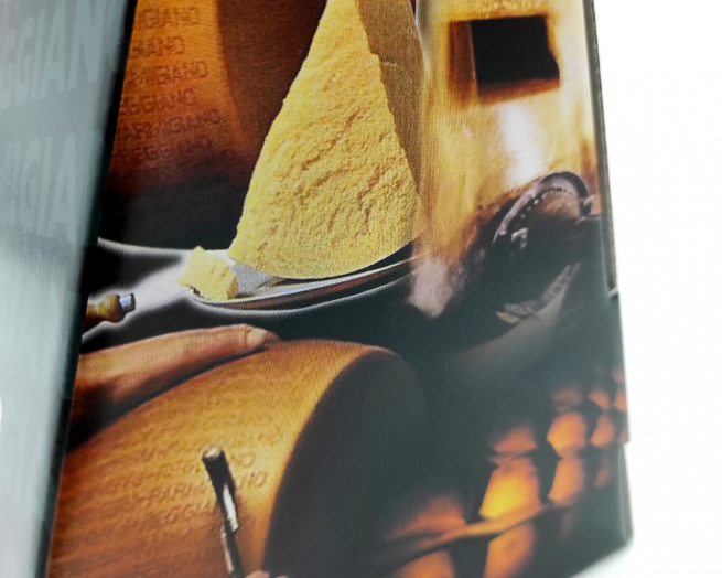 Scatola formaggio in cartoncino fantasia nera , con maniglia, cartone da 50 pezzi