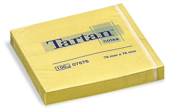Blocco foglietti adesivi "Tartan" giallo, 76x76 mm, confezione da 12 pezzi