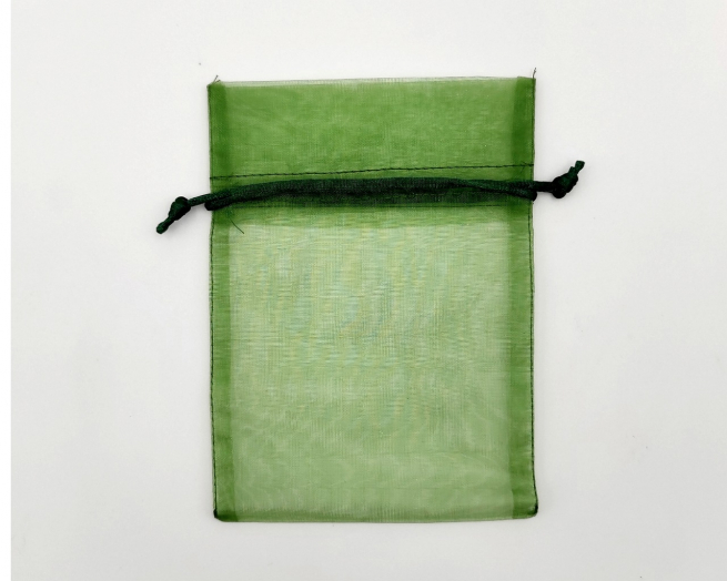 Sacchetto in organza verde scuro con tirante, confezione da 10 pezzi